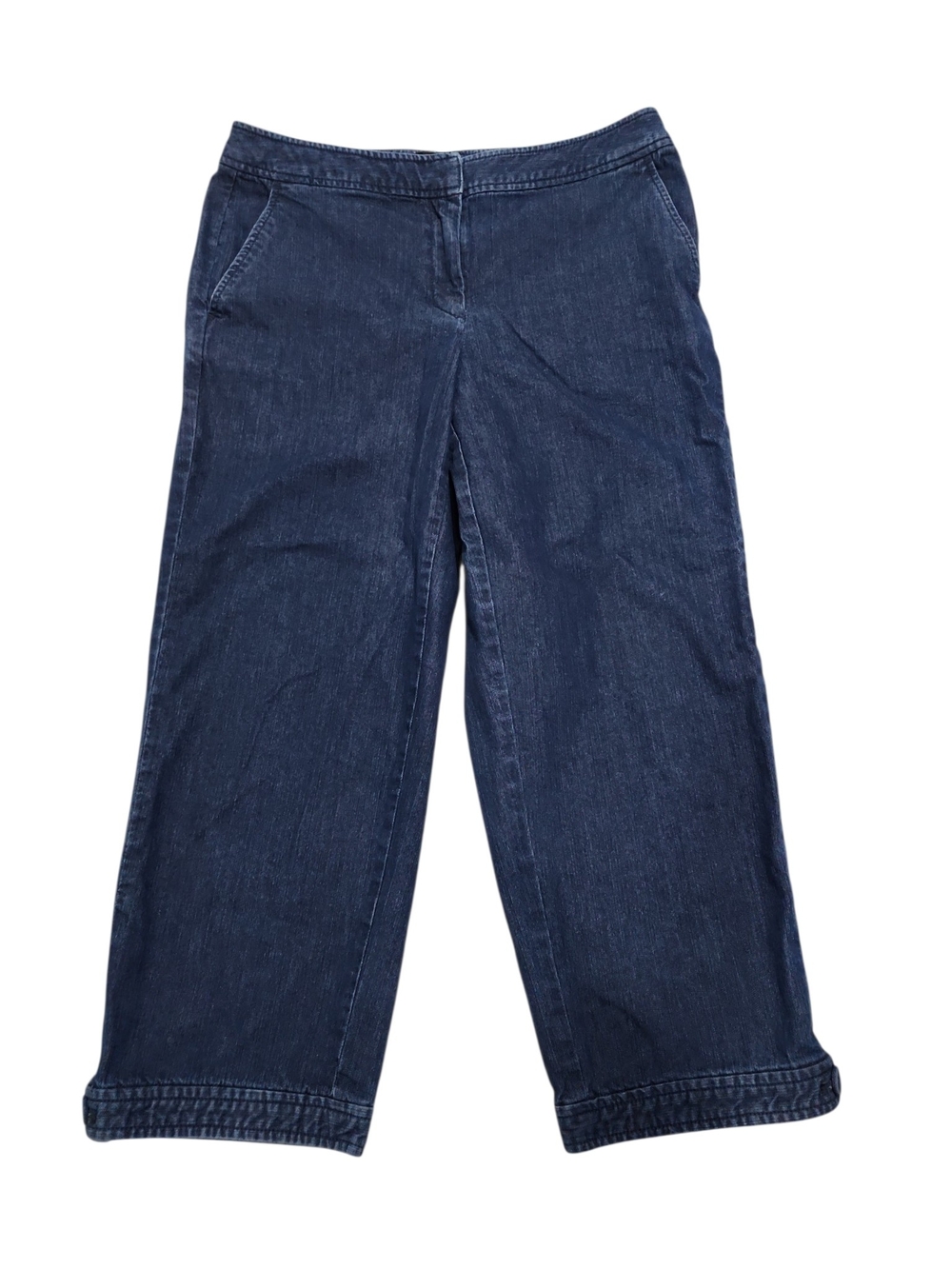 Talbots Wide Leg Cropped Jeans Dark Wash Coastal Grandma Boho Career Sz 6 Career